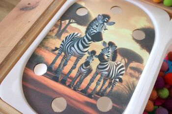 PLAQUE EN BOIS POUR TABLE FLISAT/TROFAST FAMILLE ZEBRE 4