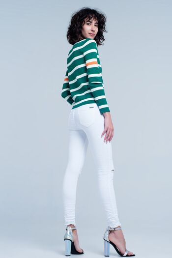 Jean skinny blanc avec détail genoux déchirés 5