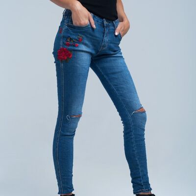 Jean skinny détail brodé