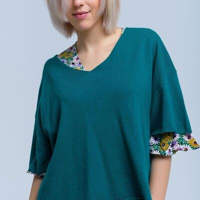 Maglione verde a maniche corte