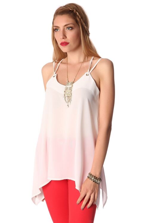 White long line cami top with ring detail