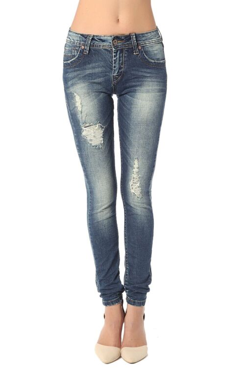Skinny jeans with all over rips & distressing