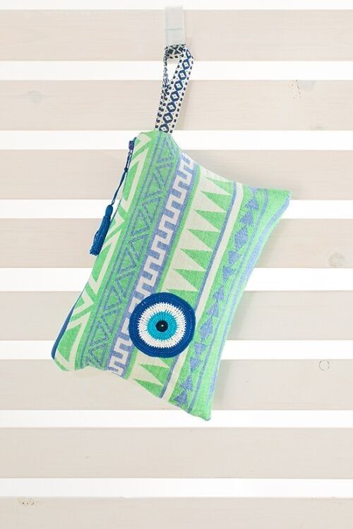 CLUTCH MILOS  mati motif P.BLUE & LIME