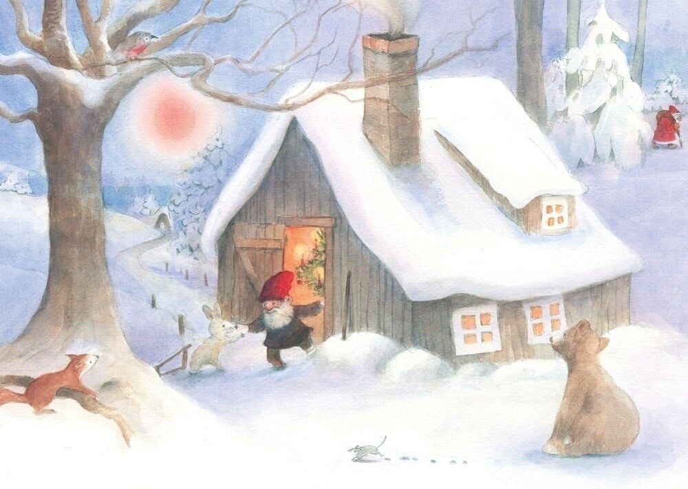 Cartolina di Natale nel bosco