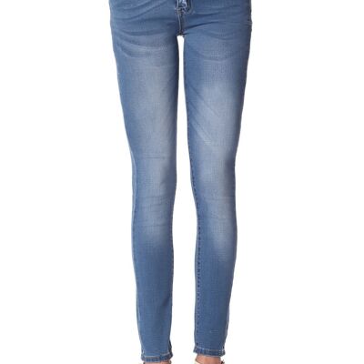 Skinny-Jeans mit mittlerer Leibhöhe in heller Waschung