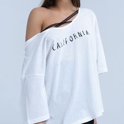 T-shirt bianca con logo California