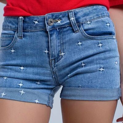 Denim shorts with stars detail