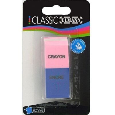 Blue and pink eraser on blister