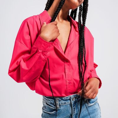 Button front shirt in Fuchsia