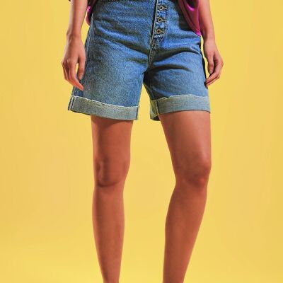 Shorts with button front in blue