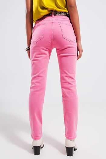 Jean skinny en coton stretch rose 4