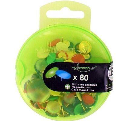 Colored thumbtacks in box of 80