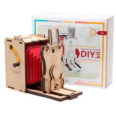 Kit de cámara de película instantánea Mini Pinhole DIY para autoensamblaje (madera natural)