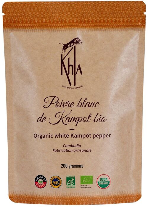 Poivre blanc de Kampot -IGP-Bio- Premium - en grains - 200g