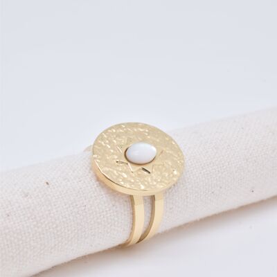 Ocean ring in gold steel