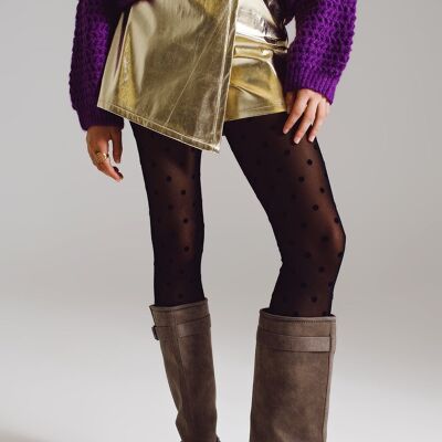 Metallic-Skort mit Wickelfront in Gold