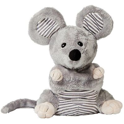 Gray striped mouse plush hot water bottle
