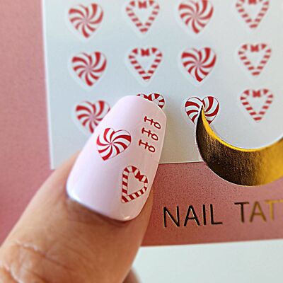 candy cane and candy nail stickers for Christmas
