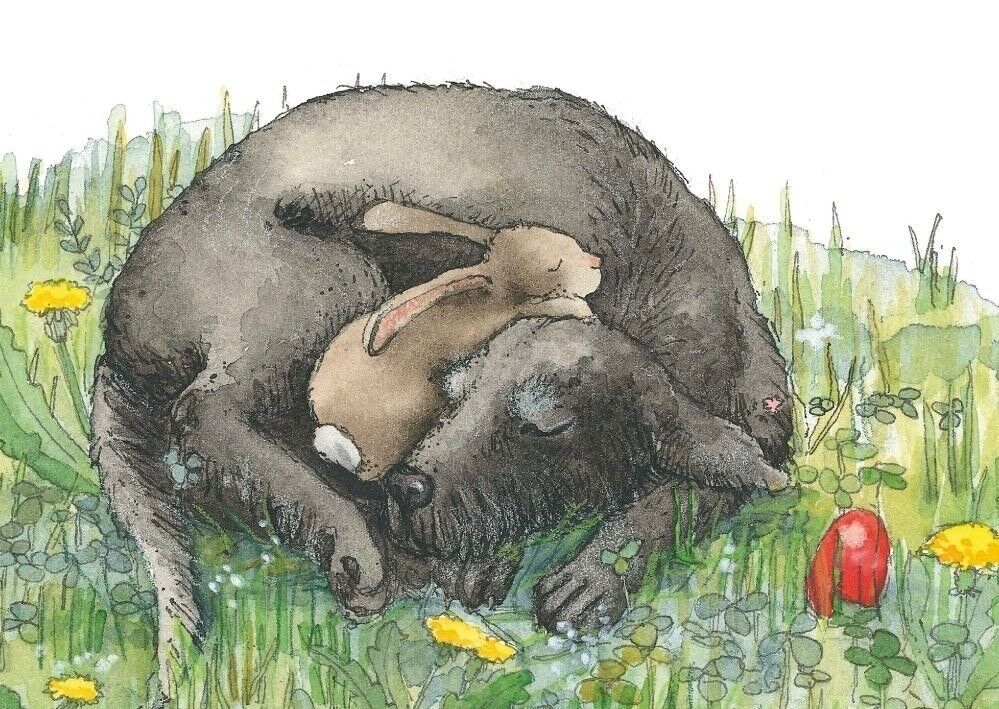 Cartolina coniglio e cane