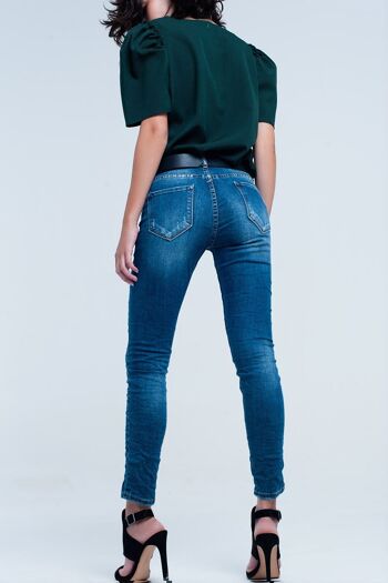 Jean skinny bleu avec déchirures 2