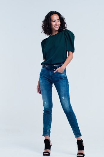 Jean skinny bleu avec déchirures 3