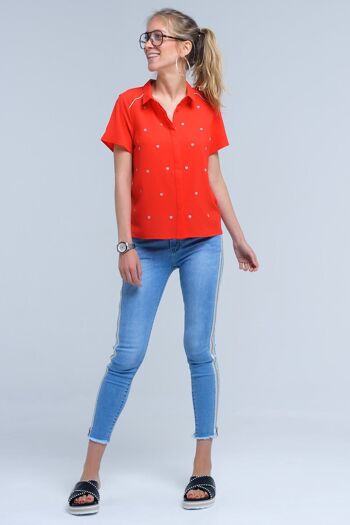 Chemise rouge avec broderie coeur 4