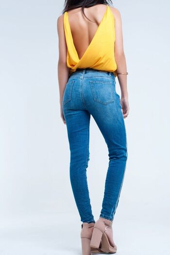 Jean skinny avec déchirures et ligne pailletée 6