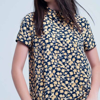 Shirt with yellow flowers print