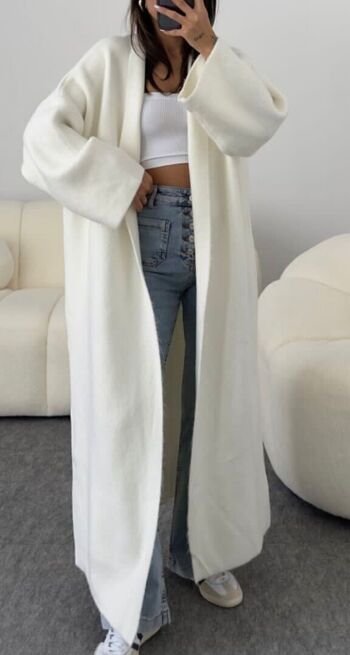 Gilet long loose BLANC- DO 1