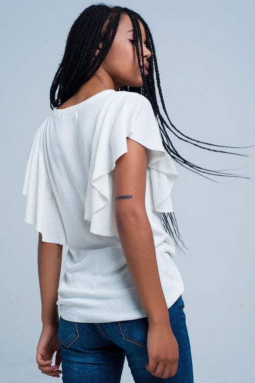 White sweater with ruffles