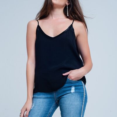Black cami top with shiny pattern