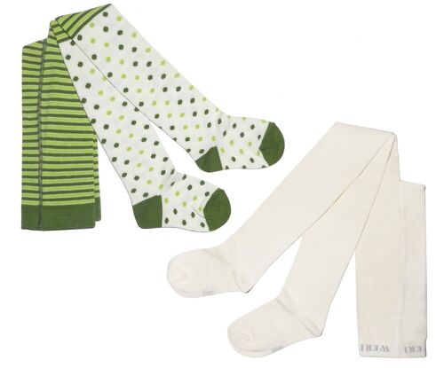 Tights for children soft cotton <Dotted tights with stripes>