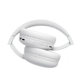 Écouteurs Bluetooth pliables multifonctions blancs 2