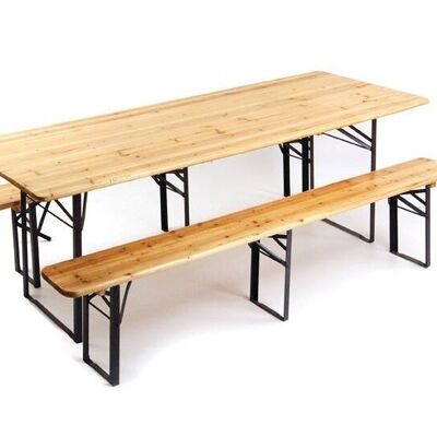 Wooden beer garden set 220x80 with 2 benches.
