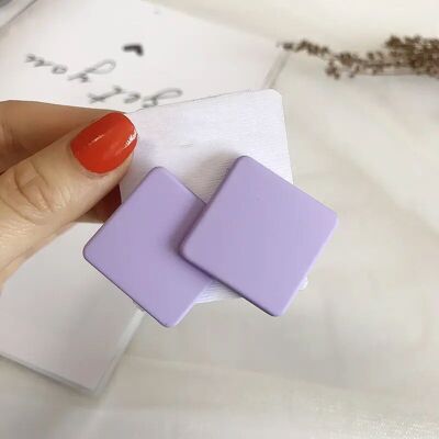 Square Earring Stud Acrylic - Pale Purple