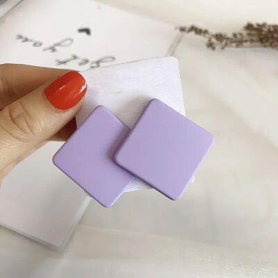 Boucle d'oreille carrée en acrylique - Violet pâle