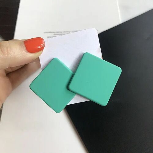 Square Earring Stud Acrylic - Turquoise
