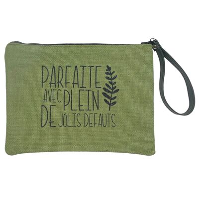 L pouch, Perfect with lots of pretty flaws, anjou khaki