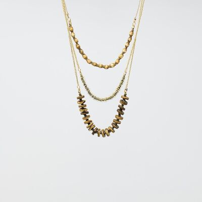 3 in 1 Necklace With Golden Beads In Different Shapes and Sizes