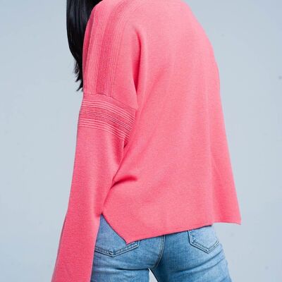 Coral Fine Knitted Sweater with Glitter Details