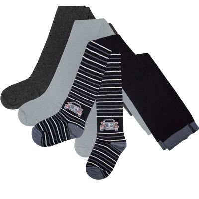 Tights for children terry ,soft , warm <Black car set of 3>