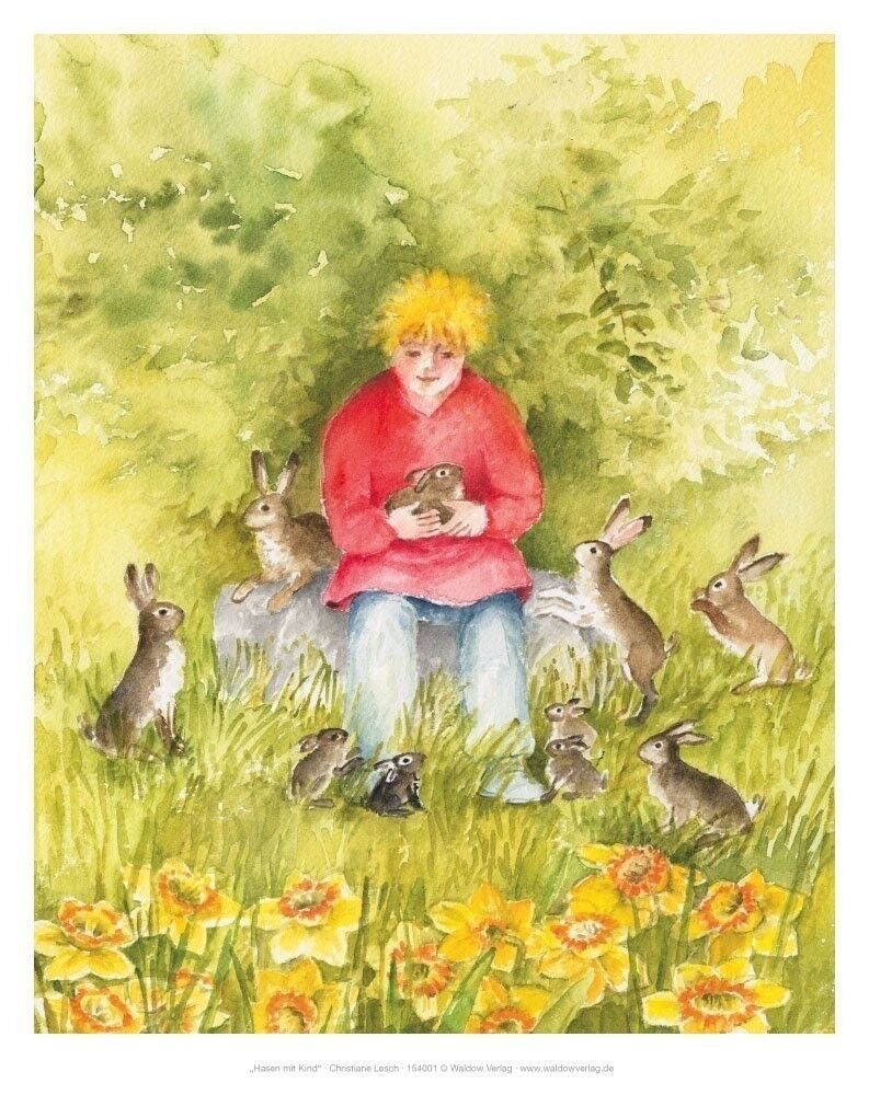 Foto da tavola conigli con bambino