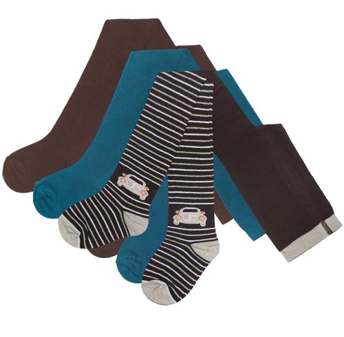 Tights for children soft cotton <Chocolate car set of 3>