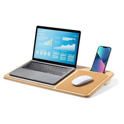 Multifunction Computer Stand in Bamboo and Cork