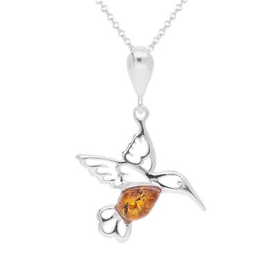 Joli collier colibri ambre