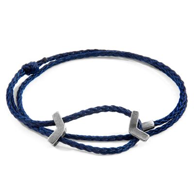 Navy Blue William Silver and Rope SKINNY Bracelet