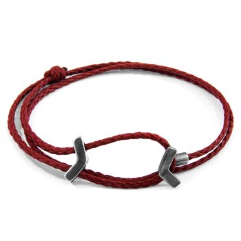Bracelet SKINNY en argent et corde William rouge bordeaux 1