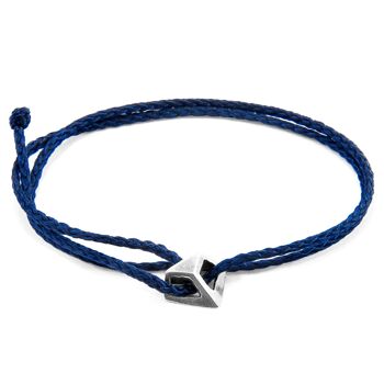 Bracelet SKINNY Bleu Marine Arthur Argent et Corde 1
