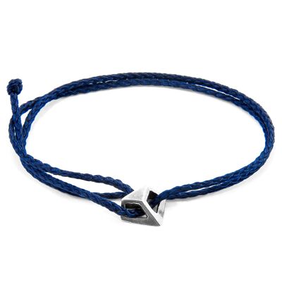 Pulsera SKINNY de cuerda y plata Arthur azul marino