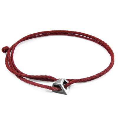 Pulsera SKINNY de cuerda y plata Arthur rojo burdeos